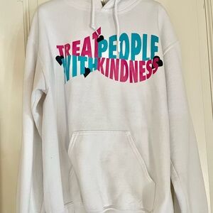 Gildan White Hoodie with Colorful Graphic Treat People With Kindness